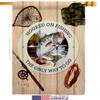 Hooked On Fishing House Flags Pack Sports Outdoor Camping Fish Dock Lure Entertainment Activity Physical USA Applique Small Decorative Gift Yard Banner Made In 28 X 40 view 2
