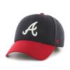 47 Brand MLB Two Tone Primary Logo MVP Adjustable Structure Baseball Cap Hat, Adult One Size Fits All - Atlanta Braves Navy Red view 1