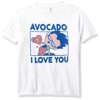 DC Comics Teen Titans Go Robin Plus Avocado Boy's Premium Solid Crew Tee, White, Youth X-Small