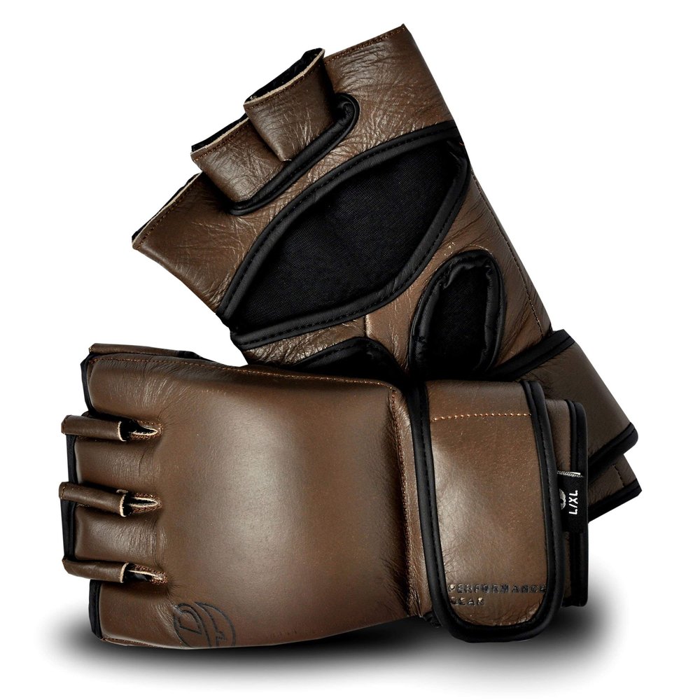 Ultimate - Windsor Series - Vintage Genuine Leather MMA Gloves - Boxing MMA Muay Thai Training & Fight (L/XL)