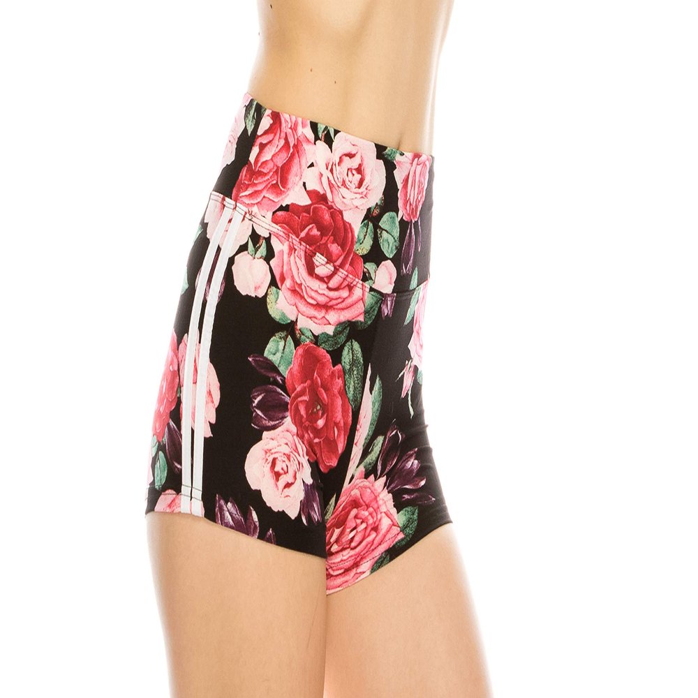 ALWAYS Slip Shorts for Women  Premium Soft Yoga Dance Spandex with Stripes Floral 1827 XS