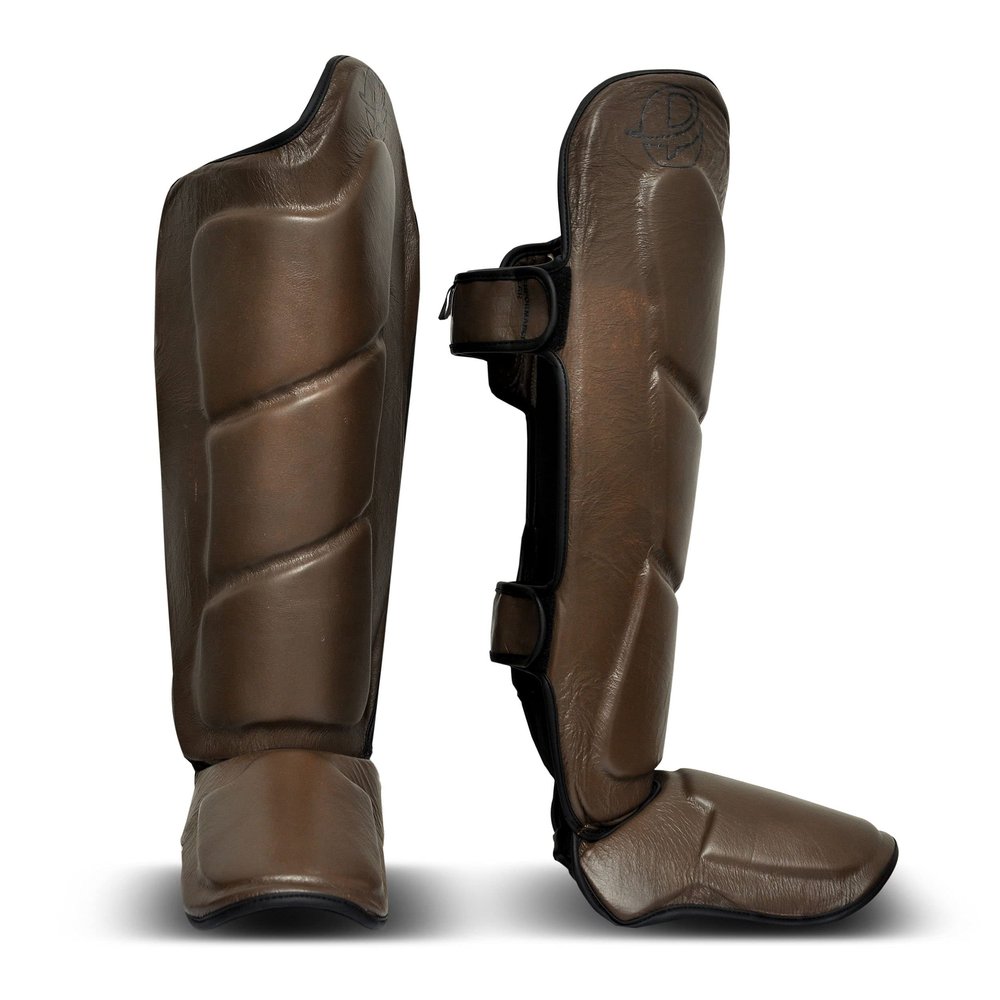 Ultimate - Windsor Series - Vintage Genuine Leather Shin Instep - Boxing MMA Muay Thai Protection & Training (L/XL)