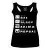 0363. Eat Sleep Anime Repeat Aesthetic Japanese Gift Manga Women's Tank Top Racerback (Black, Small) view 1
