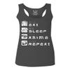 0363. Eat Sleep Anime Repeat Aesthetic Japanese Gift Manga Women's Tank Top Racerback (Characol, Large) Charcoal view 1