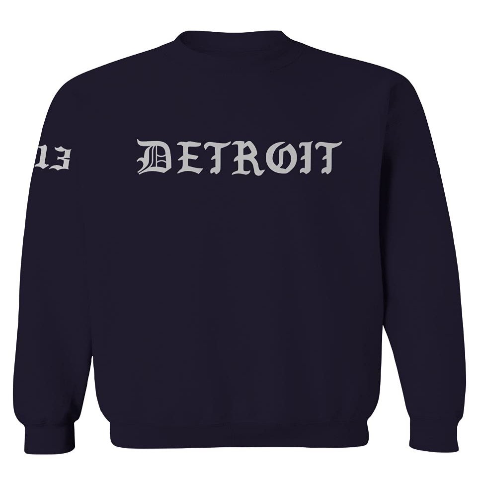 VICES AND VIRTUESS 0362. Detroit 313 Michigan City Hip HOP Hipster Streetwear Men's Crewneck Sweatshirt (Navy Large)