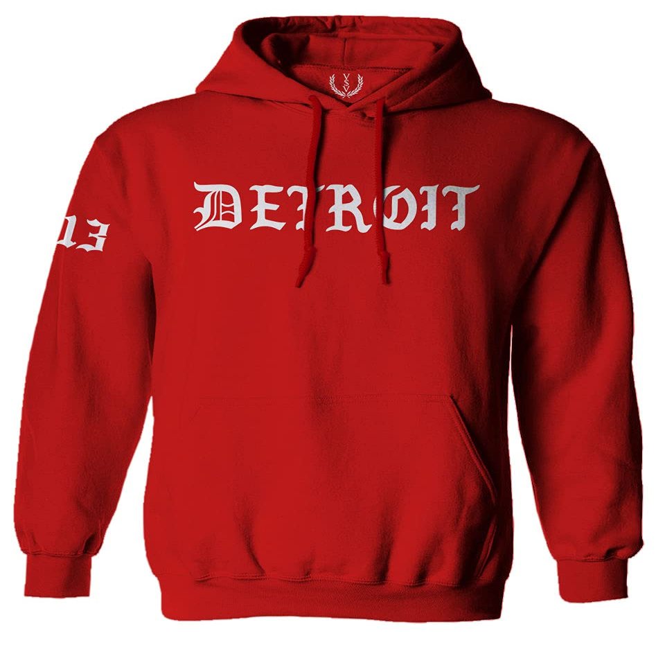 0362. Detroit 313 Michigan City Hip HOP Hipster Streetwear Sweatshirt Pullover Hoodie (RED, Large)