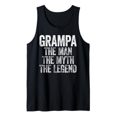 Mens Grampa The Man The Myth The Legend Shirt Men Fathers Day Tank Top