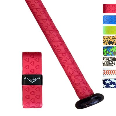 Ballpark Elite Bat Grip Tape for Baseball/Softball | 1.10 MM Precut Baseball Bat Grip Replacement | Red