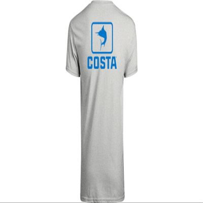 Costa Del Mar Men's Emblem Marlin Short Sleeve Crewneck Heather Grey