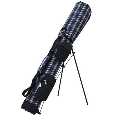 ACXZ Lightweight Portable Golf Sunday Travel Stand Bag, Golf Carrying Bag with Shoulder Strap, Hold 8-9 Clubs, Blue Plaid (2.4kg)
