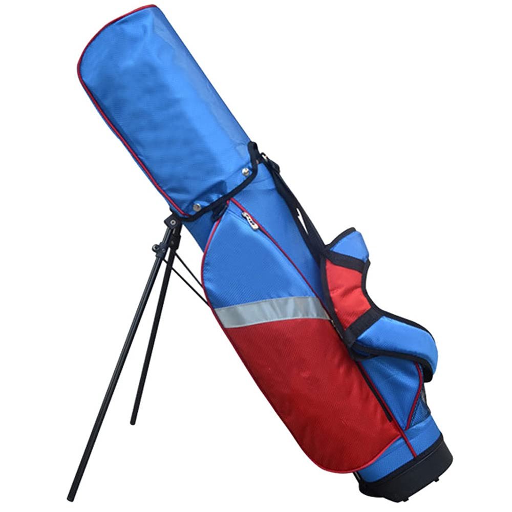 ACXZ Children's Golf Stand Bag with 5 Way Divisions, Golf Carrying Bag with Shoulder Strap, Hold 8-9 Clubs, Blue