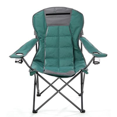 ARROWHEAD OUTDOOR Portable Folding Hybrid 2-in1 Camping Chair, Adjustable Recline, Vent, Padding, Cup Holder & Storage Pouch, Heavy-Duty, Oversize, Supports 300lbs, Includes Bag, Green (New)