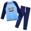 TFJH E Boys Long Sleeve Swimsuits 2PCS Rashguard Set UPF 50+ Surf Bathing Suit 5t 6t Blue Car Long 116/122 view 1