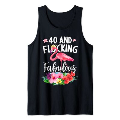 40 years old and Flocking fabulous Flamingo Girl Birthday P Tank Top