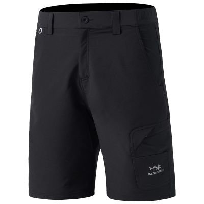 BASSDASH 10.5 Mens Fishing Cargo Shorts Quick Dry UPF 50+ Water Resistant FP01M Black