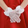 GOMYIE Flower Girl Gloves White Lace Short Princess Gloves With Flower Bow Shape For Wedding view 3