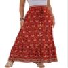 chouyatou Women's Boho Elastic Waist A-Line Floral Print Maxi Skirt Front Split (Large, Red) view 1