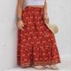 chouyatou Women's Boho Elastic Waist A-Line Floral Print Maxi Skirt Front Split (Large, Red) view 3