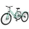 Barbella Adult Mountain Bike, 7 Speed Three Wheel Bike Mountain Tricycle Adult Tricycle Cruiser Trike, 24/26/27.5 Inch Adults Trikes with Shopping Basket, Exercise Men's Women's Tricycles