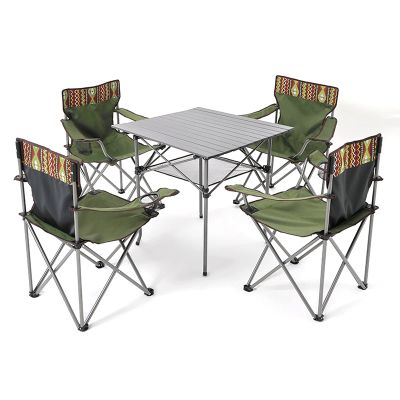 Camping Table Chairs Outdoor Folding Table and Chair Set, Aluminum Alloy Roll Table Top, Suitable for Balcony Garden Fishing Camping Picnic Table (Color : Package 4)