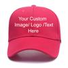 Custom Baseball Cap for Men Women - Personalized Hat Text/Logo/Image, Customized Adjustable Trucker Caps Casual Sun Peak Hat Travel & Gifts Rose Red view 1