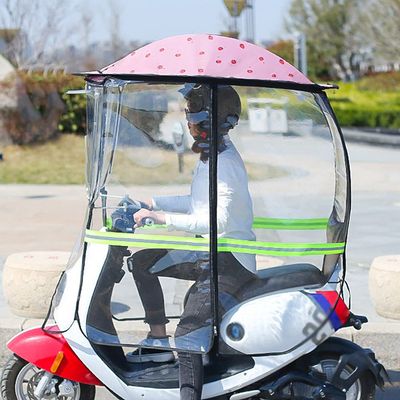 ZWJABYY Bike Umbrella,Scooter Umbrella,Removable High Density Oxford Cloth Windproof/Rainproof/Sunscreen Suitable for All Electric Bicycles and Motorcycles Rain Cover,A-Pink