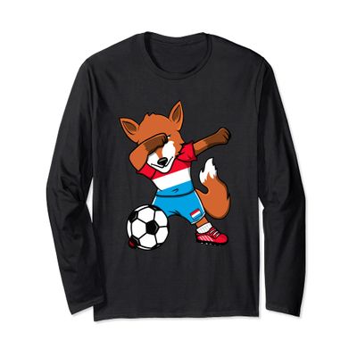 Dabbing Fox Luxembourg Soccer Fan Jersey Luxembourg Football Long Sleeve T-Shirt
