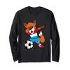 Dabbing Fox Luxembourg Soccer Fan Jersey Luxembourg Football Long Sleeve T-Shirt view 1