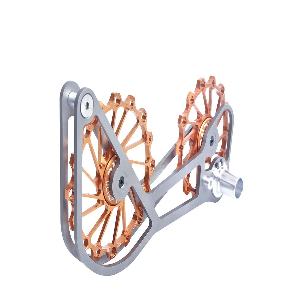 SwishTi Titanium Road Cyclocross Gravel Bicycle Bike Rear Derailleur Oversized Pulley Wheel System Cage OSPW for Shimano Ultegra Dura Ace 6700 6800 7800 7900 7970 9000 9070 10 11 Speed use (Gold)
