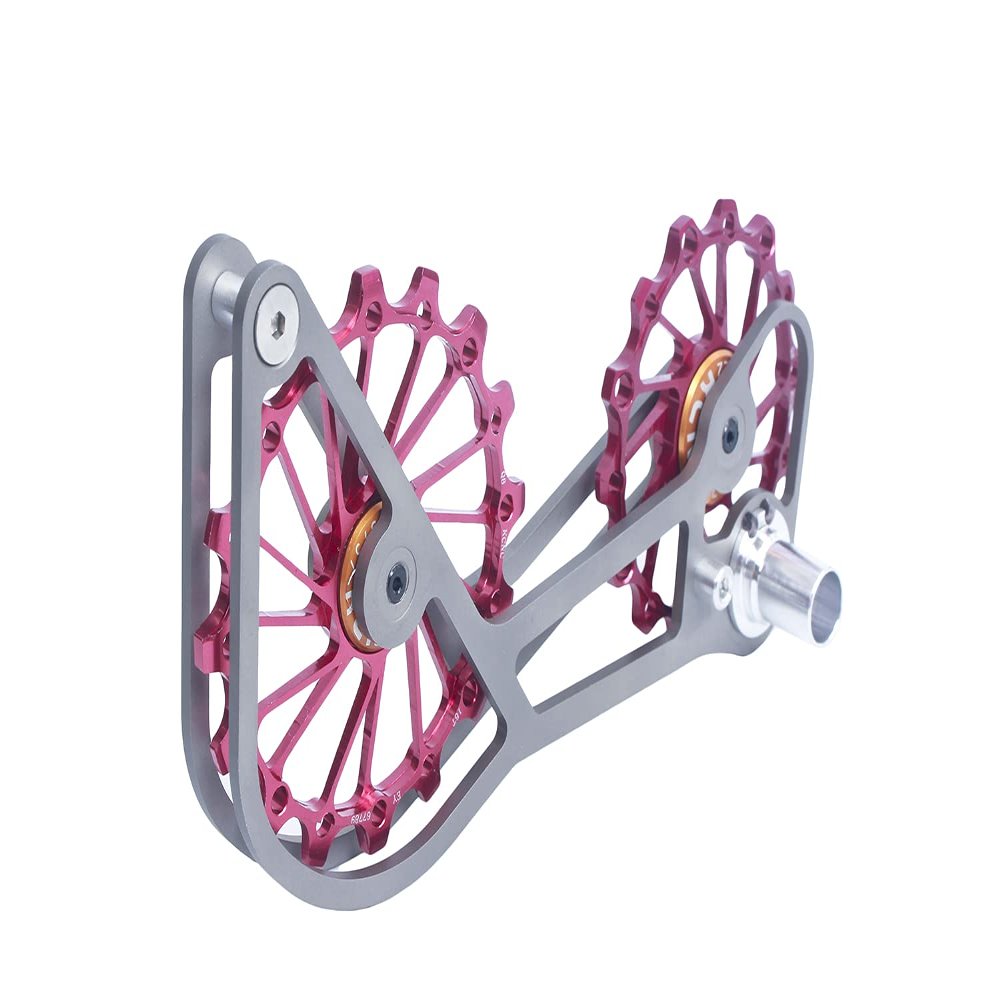 SwishTi Titanium Road Cyclocross Gravel Bicycle Bike Rear Derailleur Oversized Pulley Wheel System Cage OSPW for Shimano Ultegra Dura Ace 6700 6800 7800 7900 7970 9000 9070 10 11 Speed use (Red)