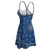 BAIKUTOUAN Blue Paisley Bandana Women's Sleeveless Sundress Skirt Summer Beach Sling Dress view 3