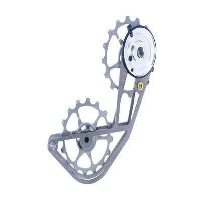 SwishTi Titanium Road Cyclocross Gravel Bicycle Bike Rear Derailleur Oversized Pulley Wheel System Cage OSPW for Sram Red Force eTap AXS 12 Speed use (Gray)