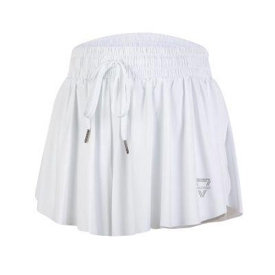 2 in 1 Flowy Womens Shorts Gym Yoga Athletic Workout Running Butterfly Trendy Clothes Spandex Cute Comfy Lounge Sweat Skirt Summer (M, White)