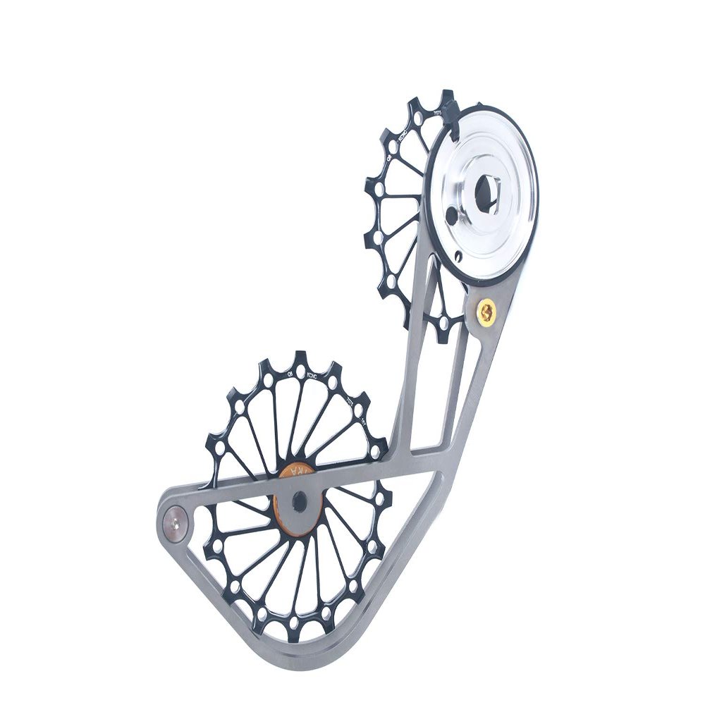 SwishTi Titanium Road Cyclocross Gravel Bicycle Bike Rear Derailleur Oversized Pulley Wheel System Cage OSPW for Sram Red Force eTap AXS 12 Speed use (Black)