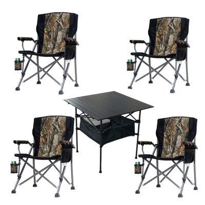 Camping Table Chairs Aluminum Alloy Folding Table and Chair Set, Courtyard Table with Cup Holder and Tote Bag, Load 100kg (Color : 4 in 1)