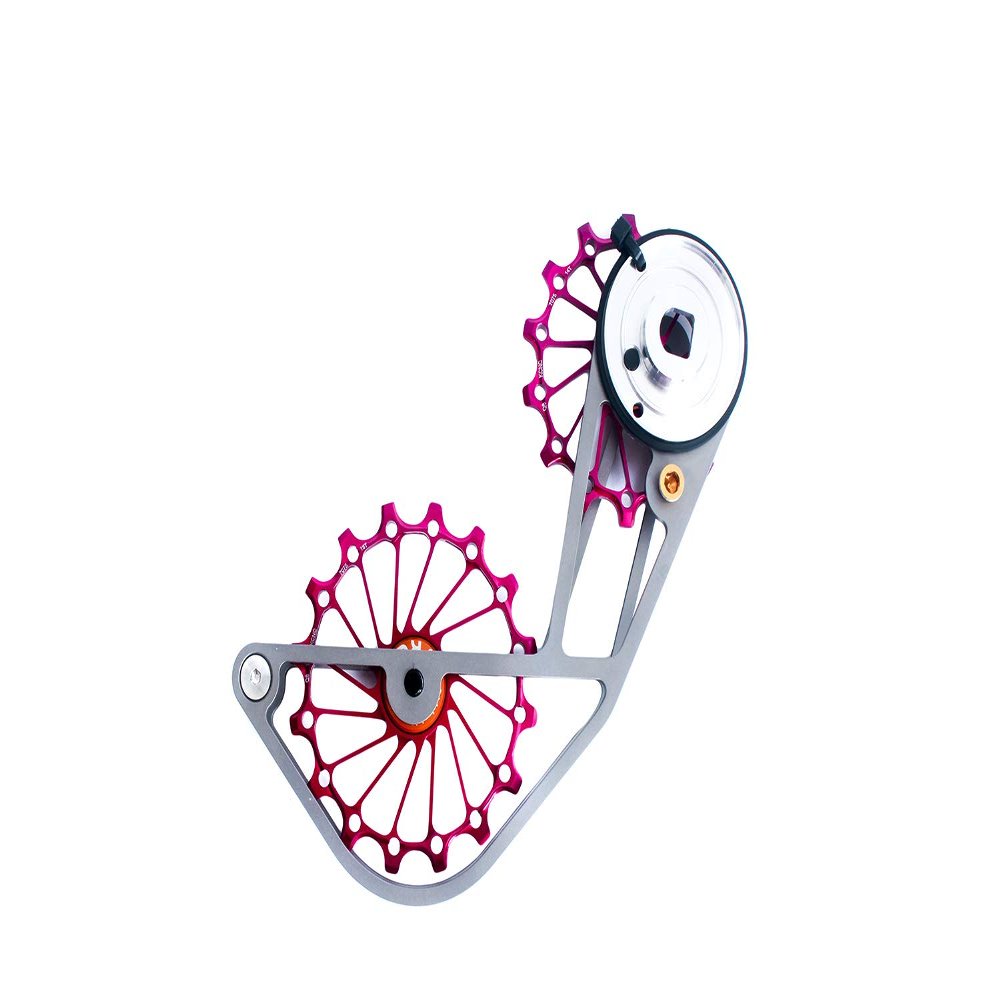 SwishTi Titanium Road Cyclocross Gravel Bicycle Bike Rear Derailleur Oversized Pulley Wheel System Cage OSPW for Sram Red Force eTap AXS 12 Speed use (Red)