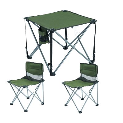 Camping Table Chairs Oxford Cloth Folding Table and Chair Set, Picnic Table with Cup Holder and Handbag, Multifunctional Portable Table 48x48x40cm