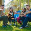 Camping Table Chairs Oxford Cloth Folding Table and Chair Set, Picnic Table with Cup Holder and Handbag, Multifunctional Portable Table 48x48x40cm view 4
