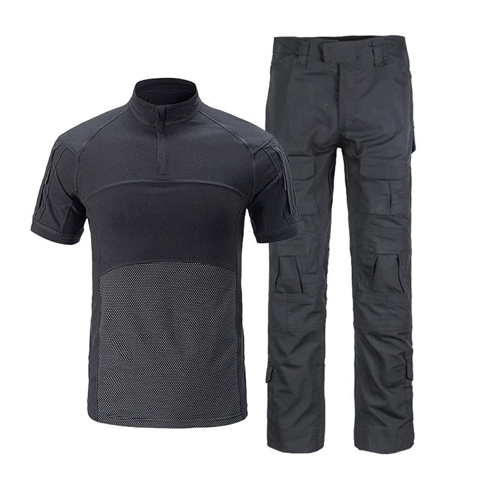 Airsoft Hunting Shooting Sports Battle Uniform BDU Tactical Combat Camouflage Clothing - Black - M