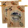 Catch Fish Burlap House Flags 2 pcs Pack Sports Fishing Outdoor Camping Dock Lure Entertainment Activity Physical Small Decorative Gift Yard Banner Double-Sided Made In USA 28 X 40 view 1