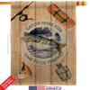 Catch Fish Burlap House Flags 2 pcs Pack Sports Fishing Outdoor Camping Dock Lure Entertainment Activity Physical Small Decorative Gift Yard Banner Double-Sided Made In USA 28 X 40 view 2