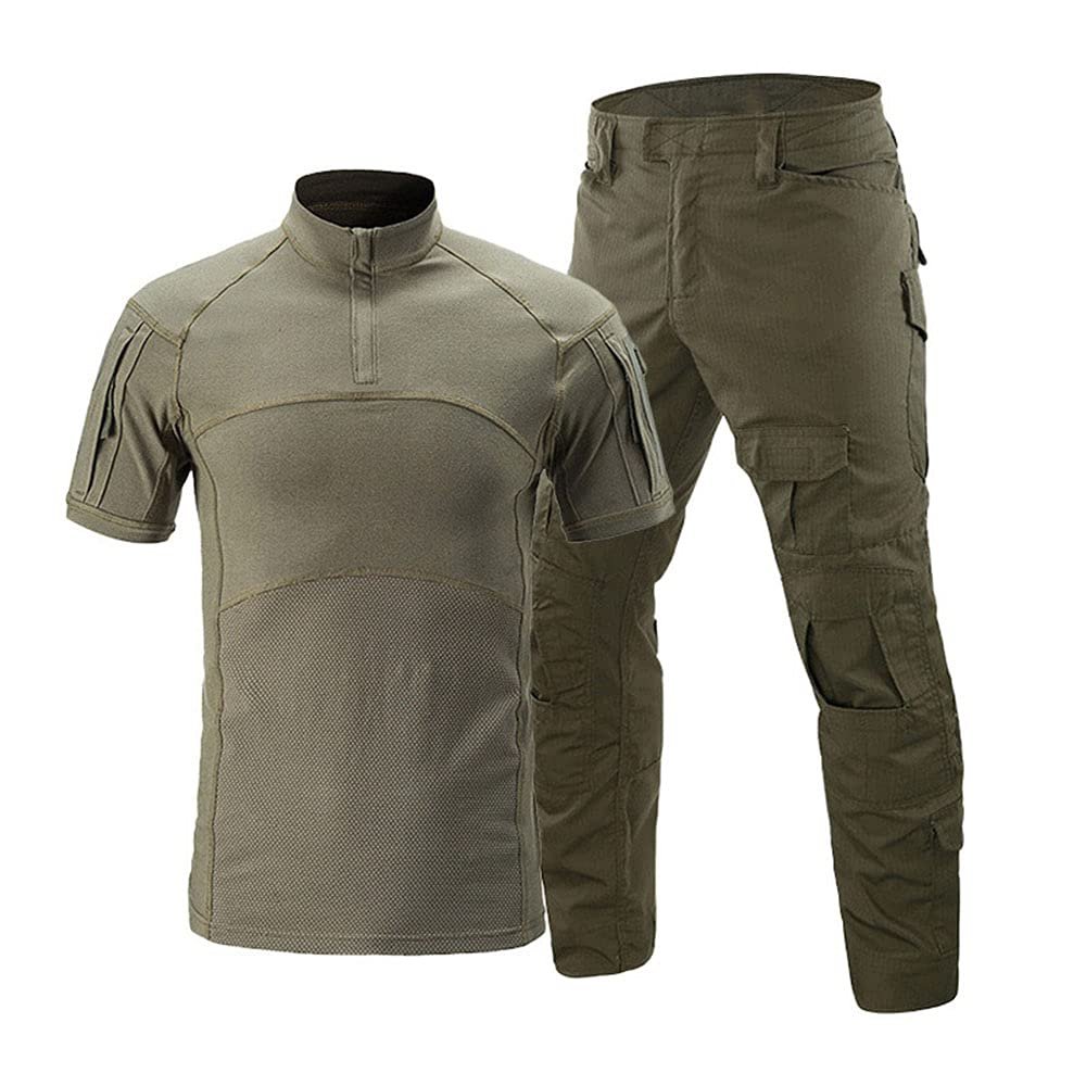 Airsoft Hunting Shooting Sports Battle Uniform BDU Tactical Combat Camouflage Clothing - Green - L