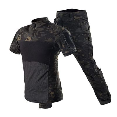 Airsoft Hunting Shooting Sports Battle Uniform BDU Tactical Combat Camouflage Clothing - Black CP - XXXL