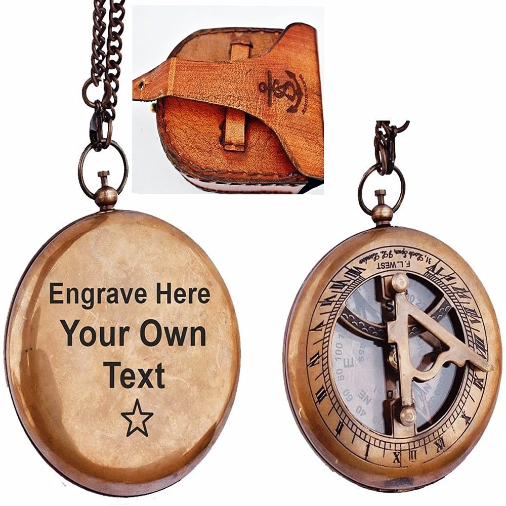 A S Handicrafts Personalized Engraved Brass Compass, Custom Engraved, Wedding Gift, Groomsmen Gift, Christmas, Baptism, Graduation, Boy Scouts, Nautical, Anniversary, Father's Day