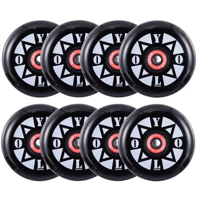 Rollerex YOLO Inline Skate Wheels 8-Pack (Optional Bearings, Spacers and Washers) - Durable Replacement Roller Blade Wheels for Indoor & Outdoor Skating