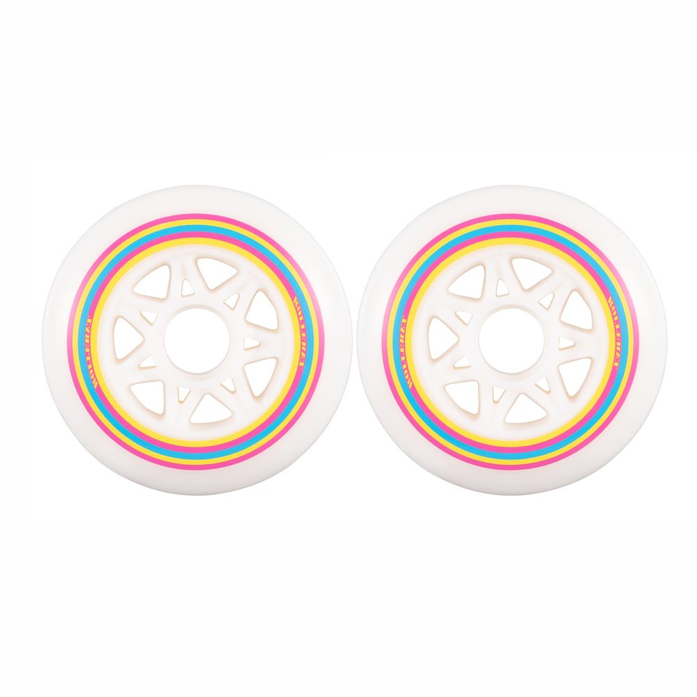 Rollerex Lollipop Boardwalk Inline Skate Wheels 2-Pack 85A Polyurethane Indoor Outdoor Roller Blade Wheels Smooth Ride with Optional Bearings, Spacers & Washers (90mm)
