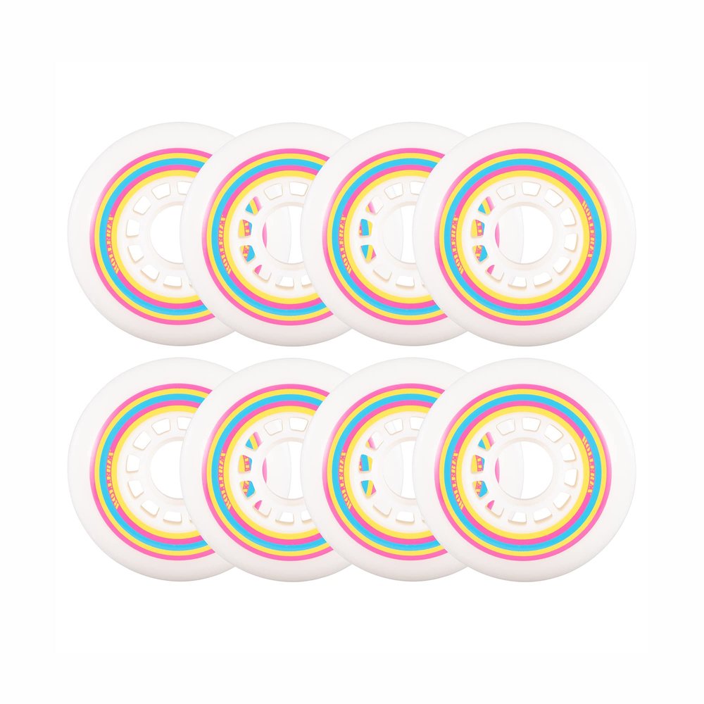 Rollerex Lollipop Boardwalk Inline Skate Wheels (8-Pack)  85A Polyurethane Indoor Outdoor Roller Blade Wheels  Smooth Ride with Optional Bearings, Spacers & Washers (72mm)