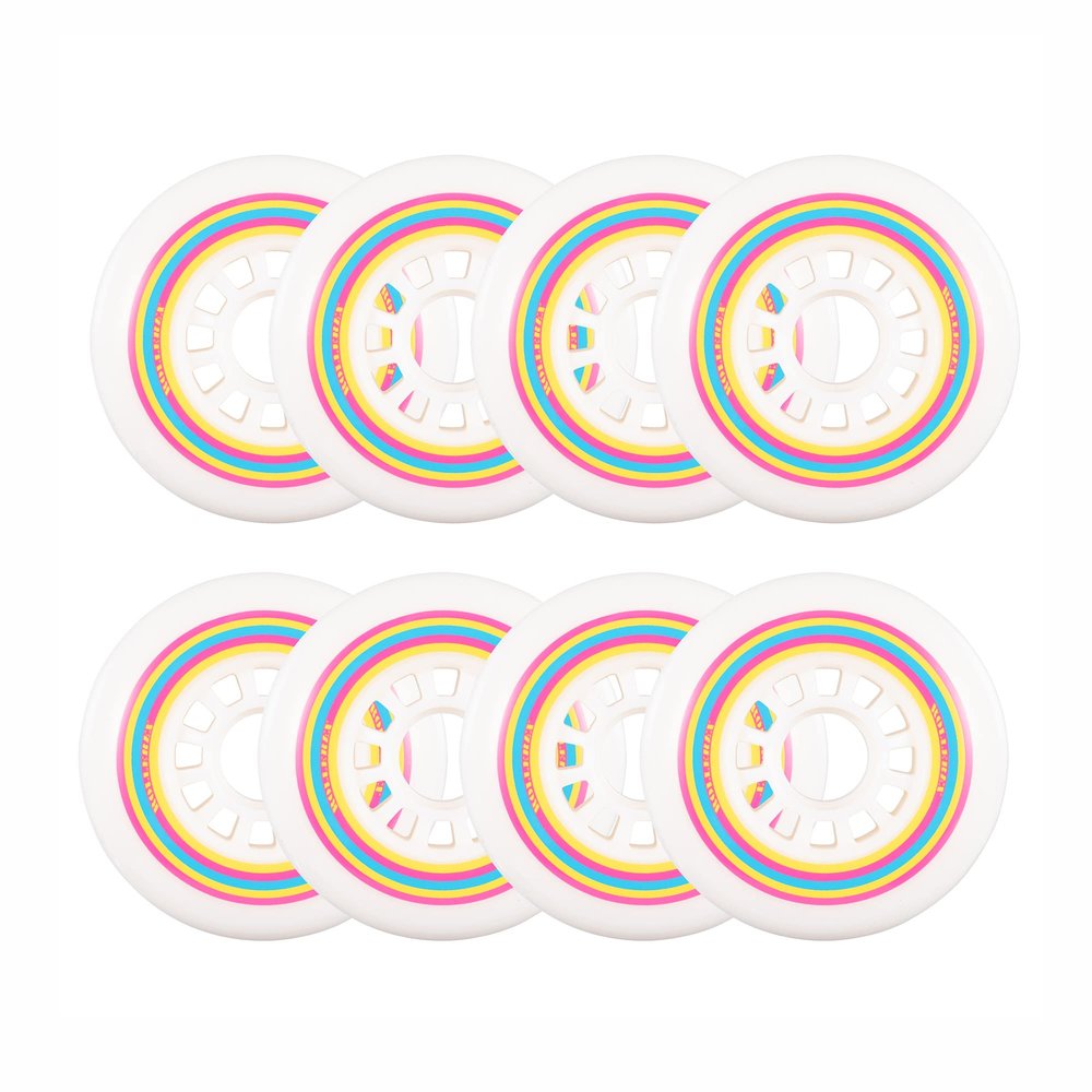 Rollerex Lollipop Boardwalk Inline Skate Wheels (8-Pack)  85A Polyurethane Indoor Outdoor Roller Blade Wheels  Smooth Ride with Optional Bearings, Spacers & Washers (80mm)
