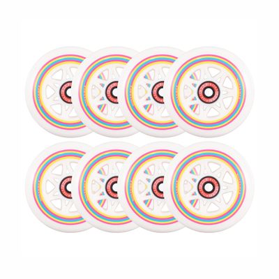 Rollerex Lollipop Boardwalk Inline Skate Wheels (8-Pack)  85A Polyurethane Indoor Outdoor Roller Blade Wheels  Smooth Ride with Optional Bearings, Spacers & Washers (90mm)