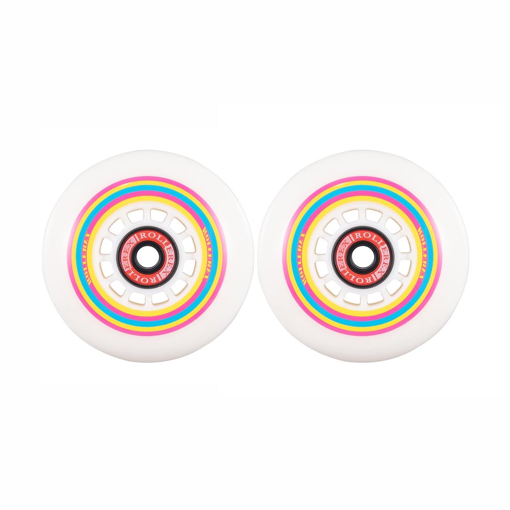 Rollerex Lollipop Boardwalk Inline Skate Wheels 2-Pack 85A Polyurethane Indoor Outdoor Roller Blade Wheels Smooth Ride with Optional Bearings, Spacers & Washers (76mm)